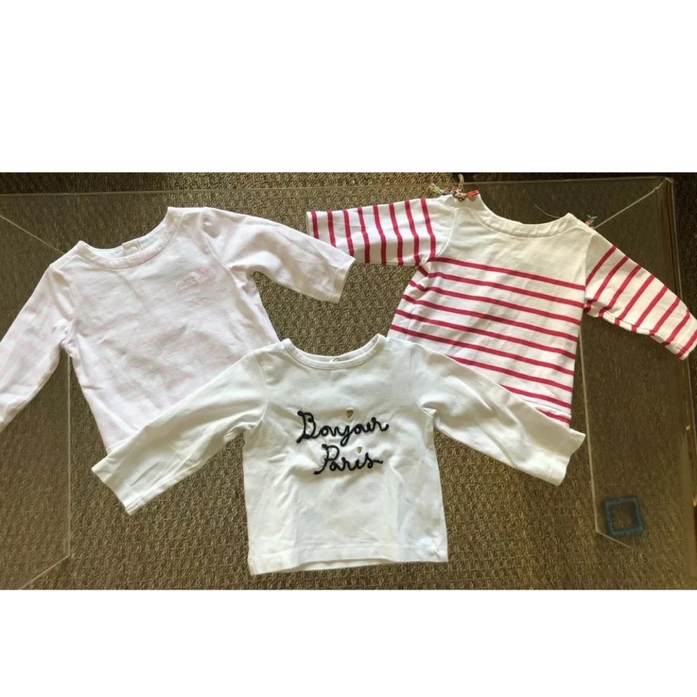 Jacadi Lot Of 3 Girls Tops - 6 & 12 Months